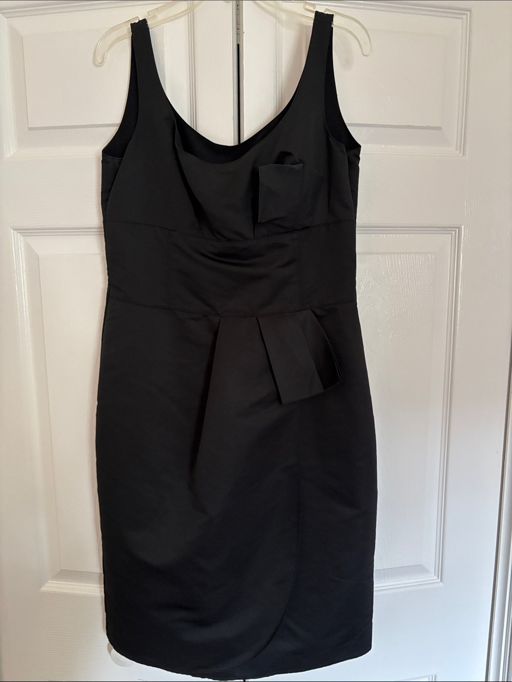 Armani Collezioni Black Sleeveless Sheath Dress with Pleated Accent